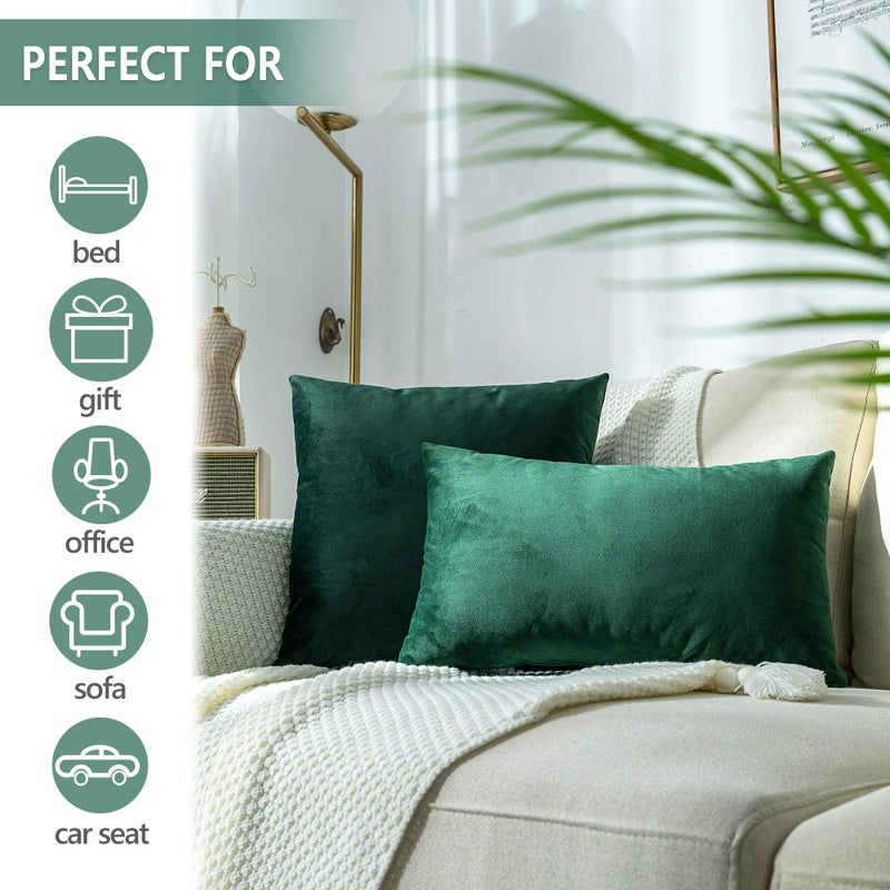 Stellhome Pack of 2 Throw Pillow Covers Rectangle Super Soft Solid Velvet Pillowcase for Bed Couch Sofa Bench, 12 x 20 inch (30 x 50 cm), Olive - Image 5
